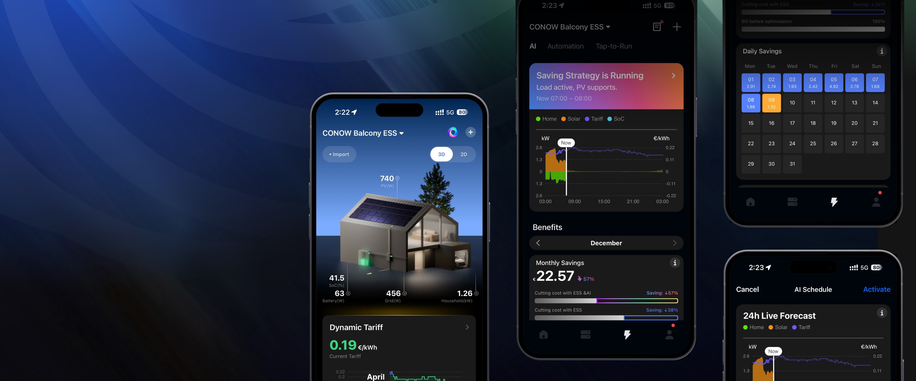 CONOW App, energy, homepage