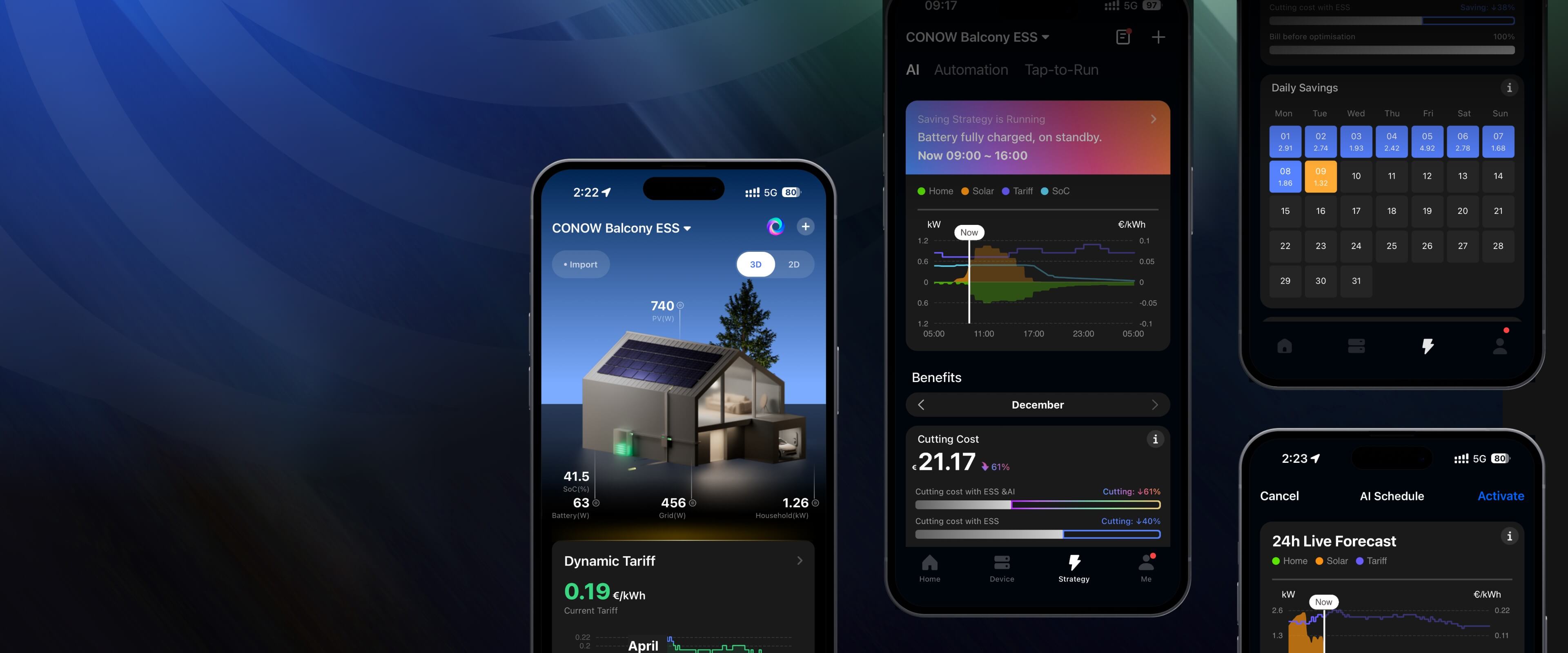 CONOW App, energy, homepage