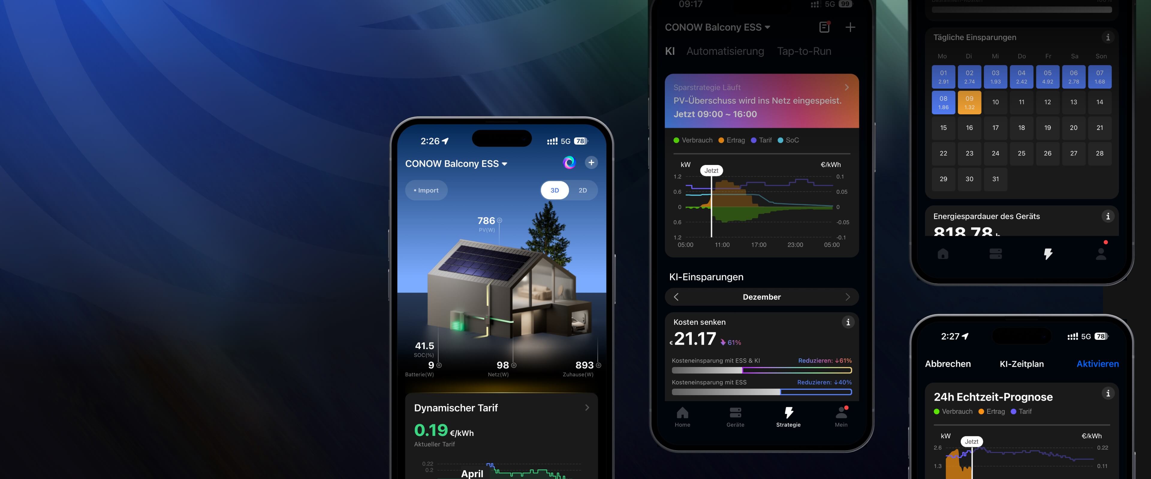 CONOW App, Energie, Startseite