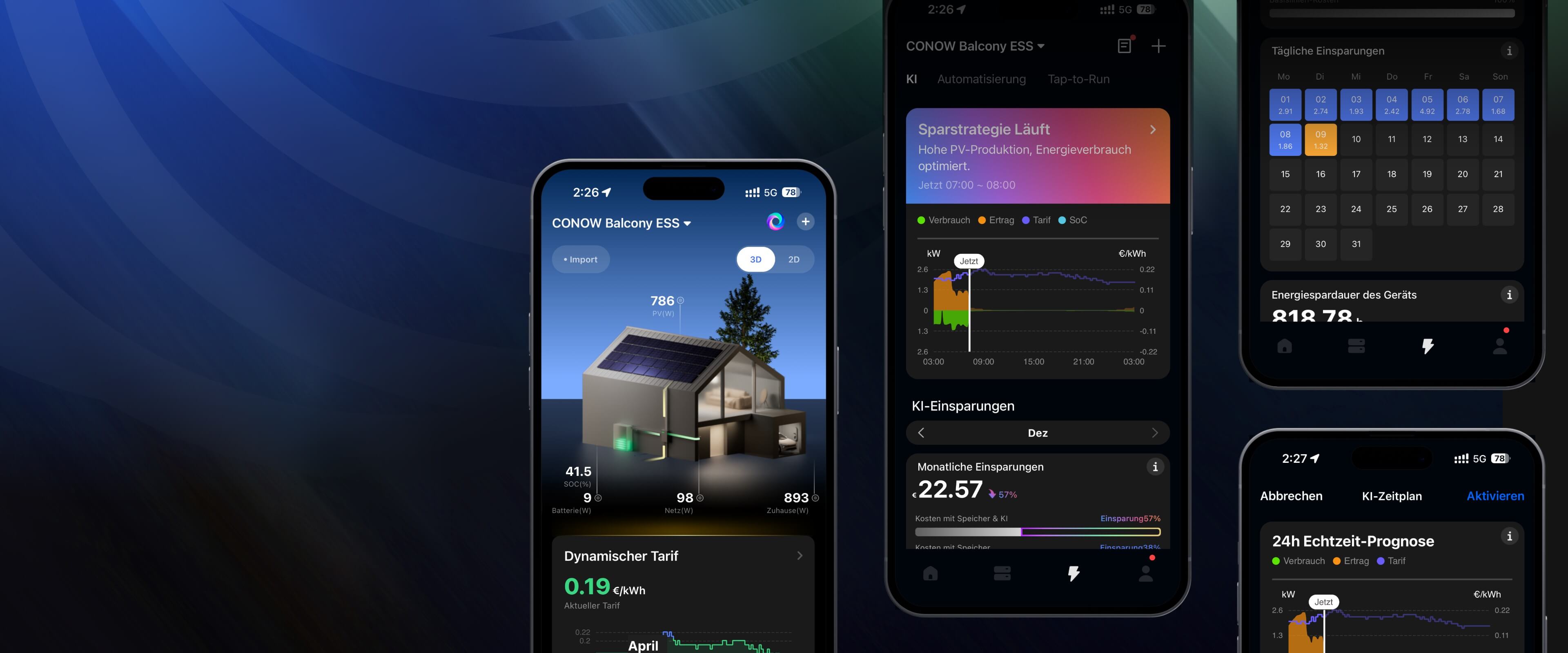 CONOW App, Energie, Startseite