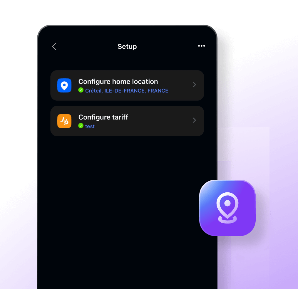 Set your location and tariff